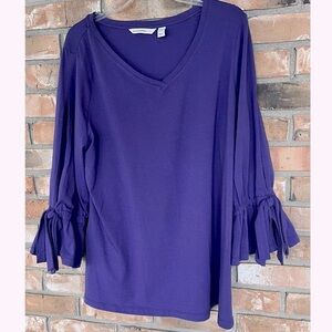 Isaac Mizrahi Live Women’s Plus Size Purple Long Sleeve V-Neck Top Size 1X